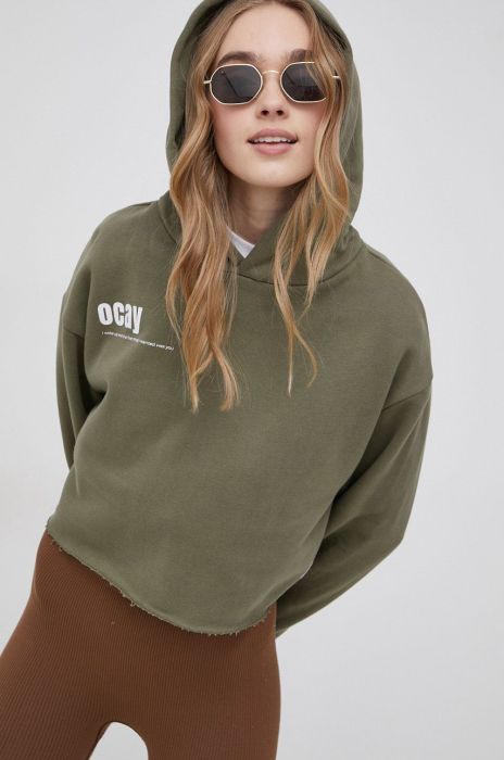 Бавовняна кофта OCAY жіноча колір зелений з принтом