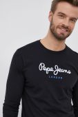 Бавовняний лонгслів Pepe Jeans Eggo Long колір чорний гладкий