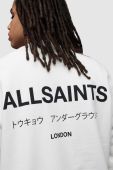 Бавовняний лонгслів AllSaints колір білий з принтом