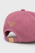 Бавовняна кепка EA7 Emporio Armani колір рожевий з аплікацією