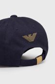 Бавовняна кепка EA7 Emporio Armani колір синій з аплікацією