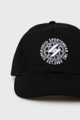 Бавовняна кепка Superdry колір чорний з аплікацією