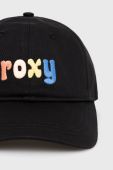 Дитяча бавовняна кепка Roxy колір чорний з аплікацією
