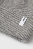 Вовняна шапка Samsoe Samsoe колір сірий з товстого трикотажу вовна