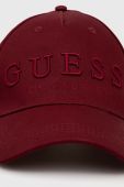 Бавовняна бейсболка Guess колір бордовий з аплікацією