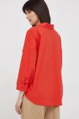 Бавовняна сорочка Sisley жіноча колір червоний relaxed класичний комір