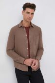 Бавовняна сорочка Samsoe Samsoe чоловіча колір коричневий regular класичний комір