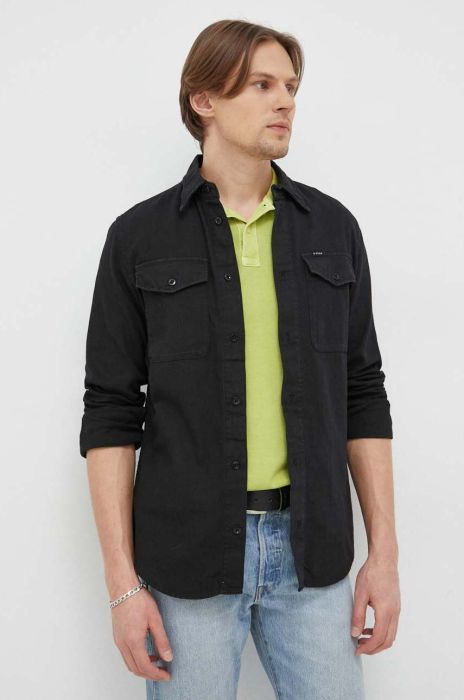 Бавовняна сорочка G-Star Raw чоловіча колір чорний slim класичний комір