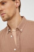 Сорочка з льону Samsoe Samsoe чоловіча regular комір button-down колір бежевий (2483949)