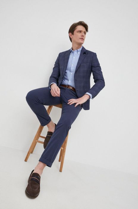 Сорочка Polo Ralph Lauren чоловіча slim комір button-down колір блакитний (2034546)