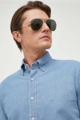 Бавовняна сорочка MICHAEL Michael Kors чоловіча slim комір button-down колір блакитний