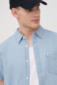 Сорочка з домішкою льону Wrangler чоловіча regular класичний комір колір блакитний