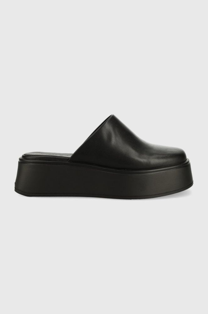 Шкіряні шльопанці Vagabond Shoemakers Courtney жіночі колір чорний на платформі (2341449)