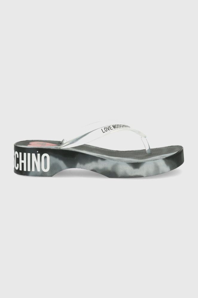 В'єтнамки Love Moschino жіночі колір сірий на платформі