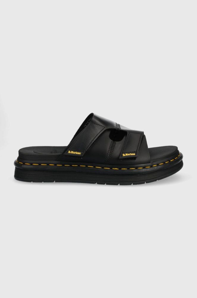 Шкіряні шльопанці Dr. Martens чоловічі колір чорний