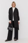 Тренч The Kooples жіночий колір чорний перехідний двобортний