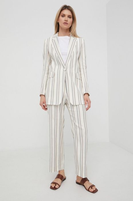 Піджак з домішкою льону BOSS однобортний візерунок колір барвистий