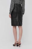 Шкіряна спідниця Boss колір чорний mini пряма