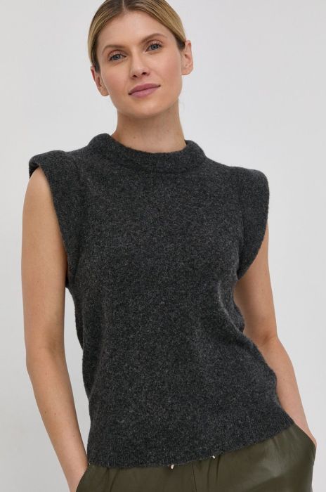 Вовняний жилет Notes du Nord Brit жіночий колір сірий легкий