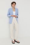 Піджак Bruuns Bazaar однобортний однотонна колір блакитний