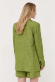 Льняний жакет MICHAEL Michael Kors колір зелений однобортний однотонна