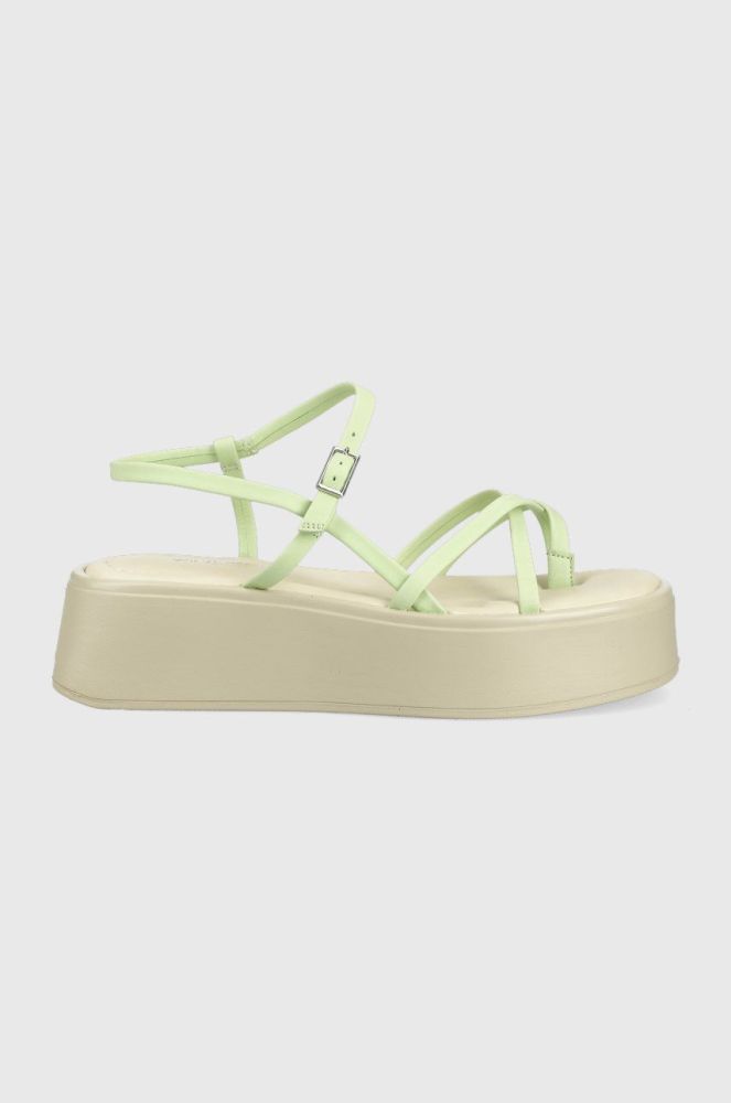Шкіряні сандалі Vagabond Shoemakers Courtney жіночі колір зелений на платформі