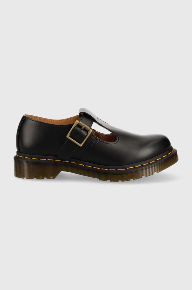 Шкіряні туфлі Dr. Martens жіночі колір чорний на плоскому ходу DM14852001.Polley-Black.Smth