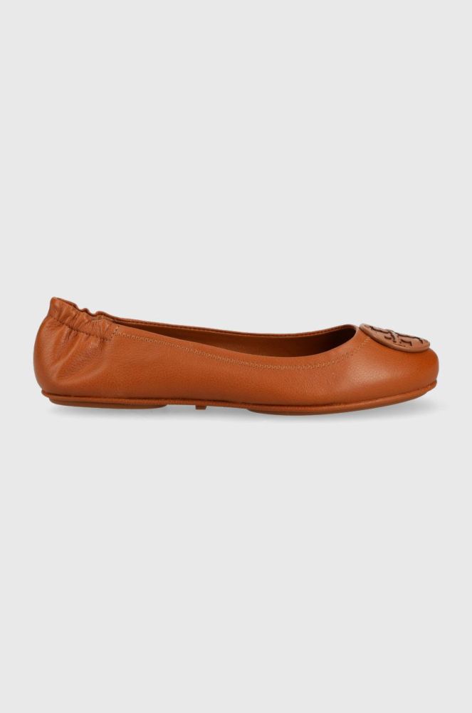 Шкіряні балетки Tory Burch колір коричневий