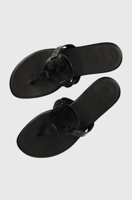 Шкіряні в'єтнамки Tory Burch жіночі колір чорний на плоскому ходу (2548537)