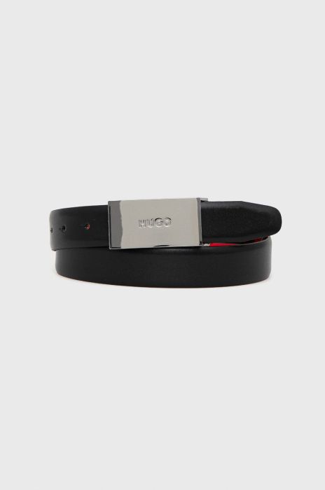 Шкіряний ремінь Hugo чоловічий колір чорний