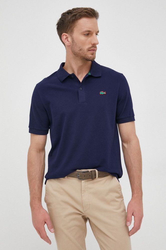 Бавовняне поло Lacoste колір синій однотонний PH2760-001