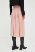 Спідниця Samsoe Samsoe колір рожевий midi розкльошена