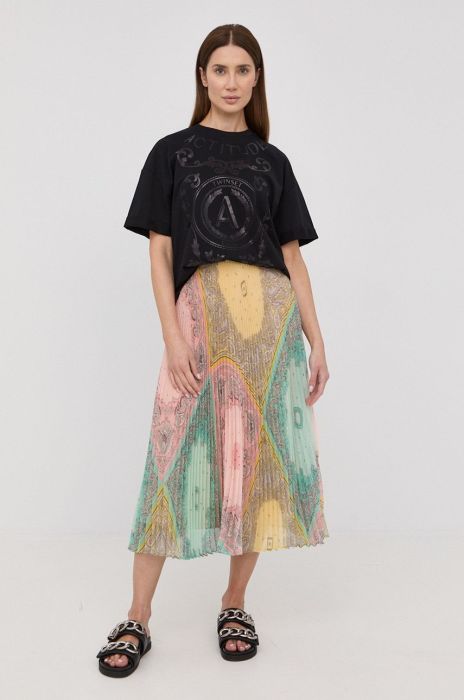 Спідниця Twinset колір рожевий midi розкльошена