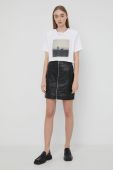 Шкіряна спідниця Gestuz колір чорний mini пряма (2146667)