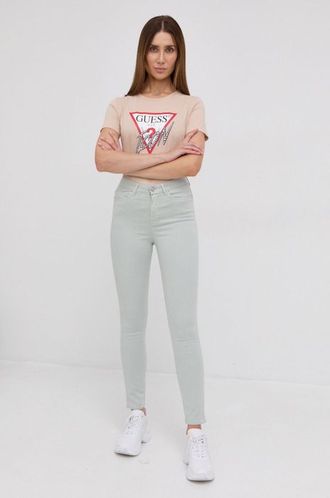 Штани Guess жіночі колір зелений облягаючі