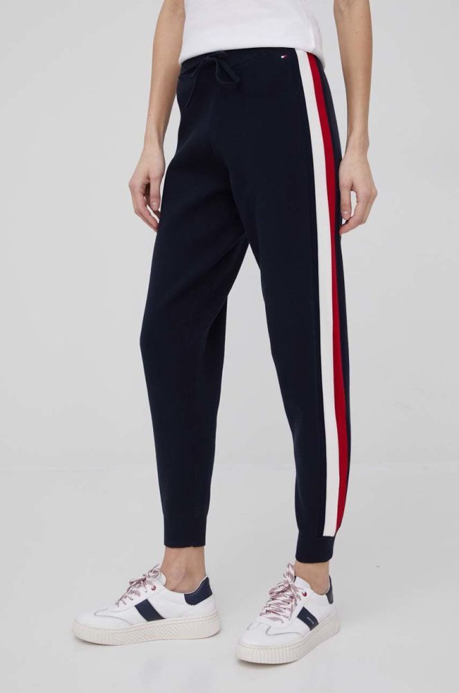 Штани Tommy Hilfiger жіночі колір синій візерунок