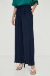 Штани Samsoe Samsoe жіночі колір синій широке висока посадка