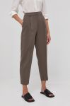 Штани Bruuns Bazaar жіночі колір коричневий пряме висока посадка