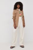 Штани BOSS жіночі колір бежевий широке висока посадка (2268810)