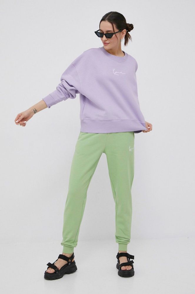 Штани Karl Kani жіночі колір зелений з аплікацією KW2210062-green