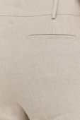 Льняні штани MICHAEL Michael Kors жіночі колір бежевий широке висока посадка