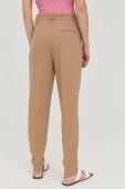 Штани Bruuns Bazaar жіночі колір бежевий фасон сигарети висока посадка