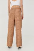 Штани Bruuns Bazaar жіночі колір бежевий широкі висока посадка