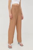 Штани Bruuns Bazaar жіночі колір бежевий широкі висока посадка