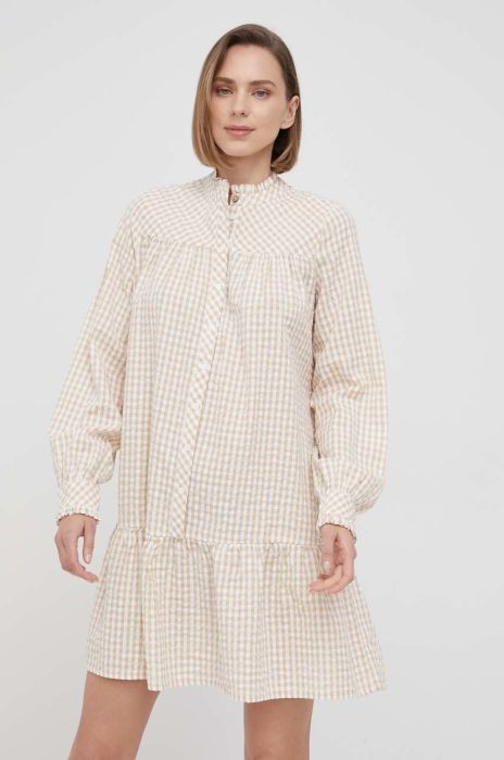 Бавовняна сукня Y.A.S колір бежевий mini розкльошена