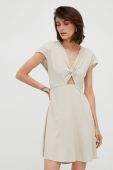 Сукня з домішкою льону Vero Moda колір бежевий mini розкльошена