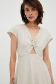 Сукня з домішкою льону Vero Moda колір бежевий mini розкльошена