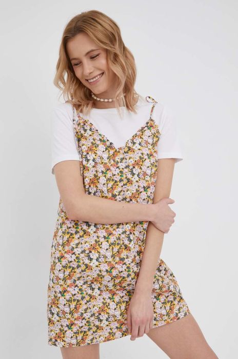 Бавовняна сукня Vero Moda колір жовтий mini розкльошена (2286341)