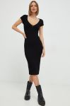 Сукня Guess колір чорний midi облягаюча (2542397)