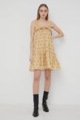 Бавовняна сукня Notes du Nord колір жовтий mini розкльошена